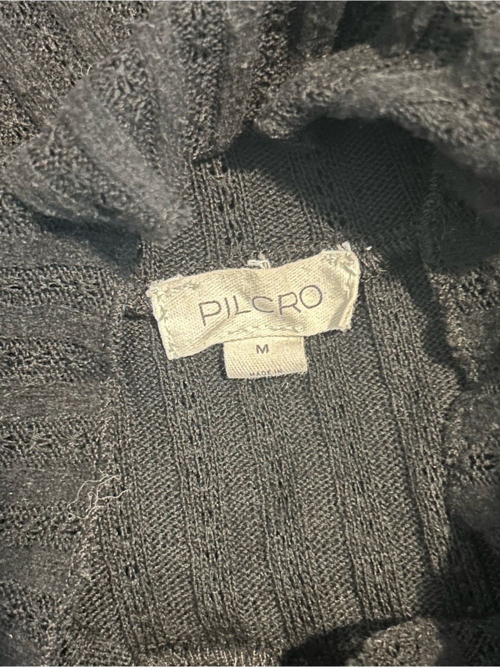 Anthropologie Pilcro Black Knit Pointelle Mock Neck Turtleneck Sweater M - Picture 5 of 5